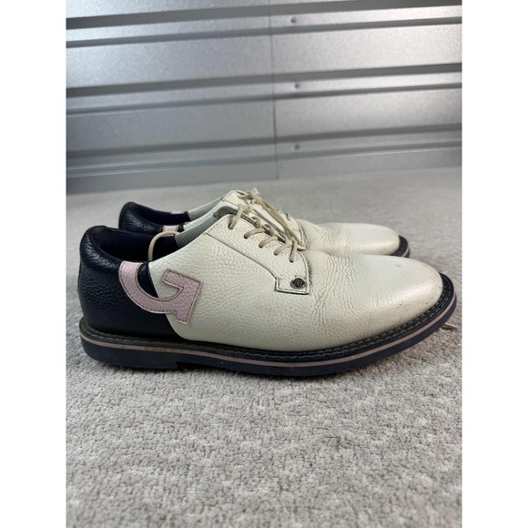 G/FORE Golf Shoes Mens Size 10.5 White Navy Leather Spikeless Saddle G4MS22EF18 - Picture 1 of 8